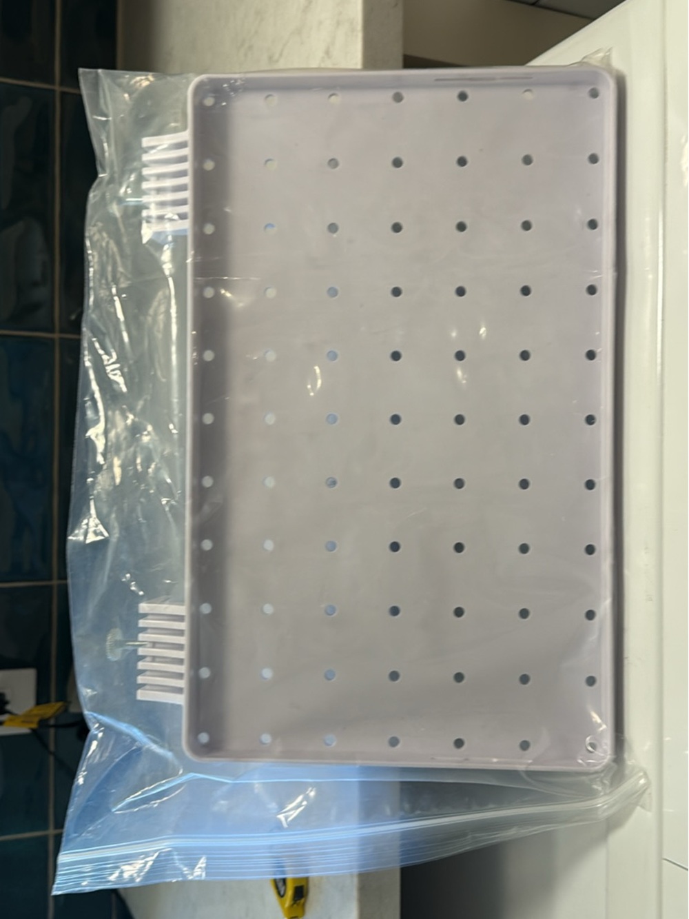 Bedshelfie Plastic Pegboard Tray - white for beds, dorm
